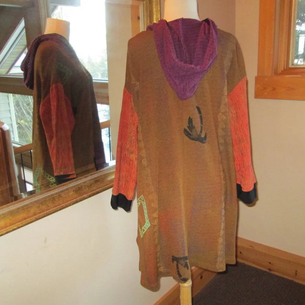 JGU Mad Lab Brown, Orange, Purple Hoodie Tunic Top and Orange Kaktus Plus Skirt - Picture 7 of 12